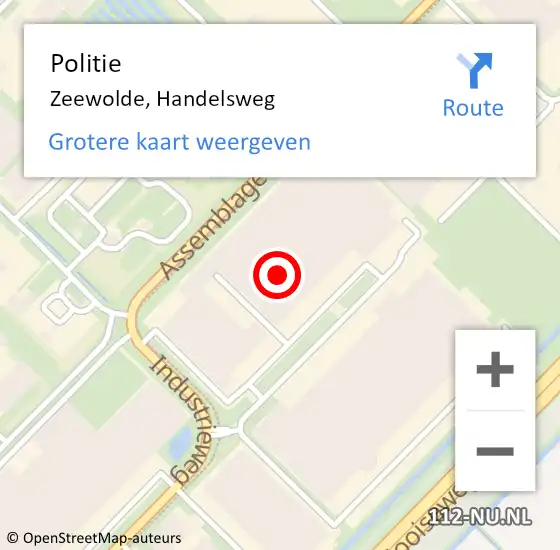 Locatie op kaart van de 112 melding: Politie Zeewolde, Handelsweg op 4 oktober 2024 08:14