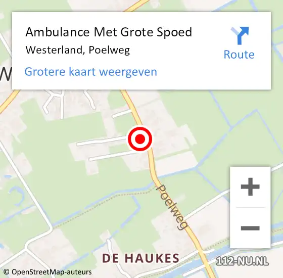 Locatie op kaart van de 112 melding: Ambulance Met Grote Spoed Naar Westerland, Poelweg op 4 oktober 2024 08:27