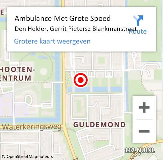 Locatie op kaart van de 112 melding: Ambulance Met Grote Spoed Naar Den Helder, Gerrit Pietersz Blankmanstraat op 4 oktober 2024 08:55