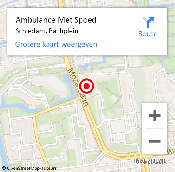 Locatie op kaart van de 112 melding: Ambulance Met Spoed Naar Schiedam, Bachplein op 4 oktober 2024 09:24