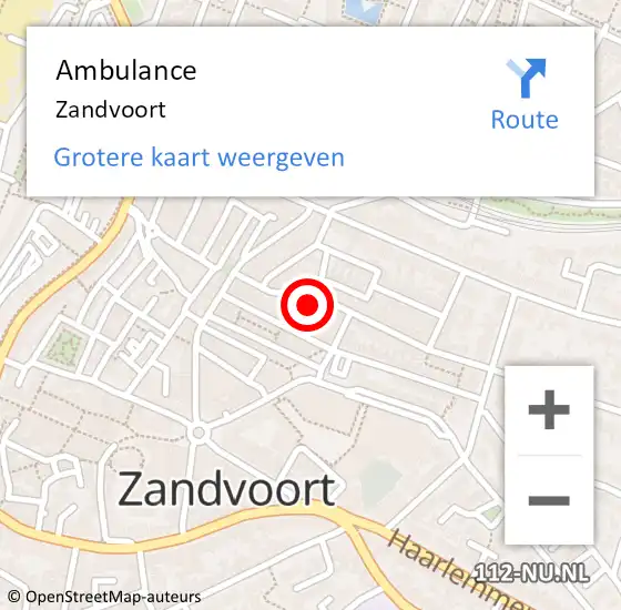 Locatie op kaart van de 112 melding: Ambulance Zandvoort op 4 oktober 2024 09:29