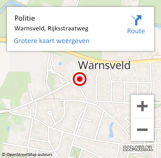 Locatie op kaart van de 112 melding: Politie Warnsveld, Rijksstraatweg op 4 oktober 2024 09:32