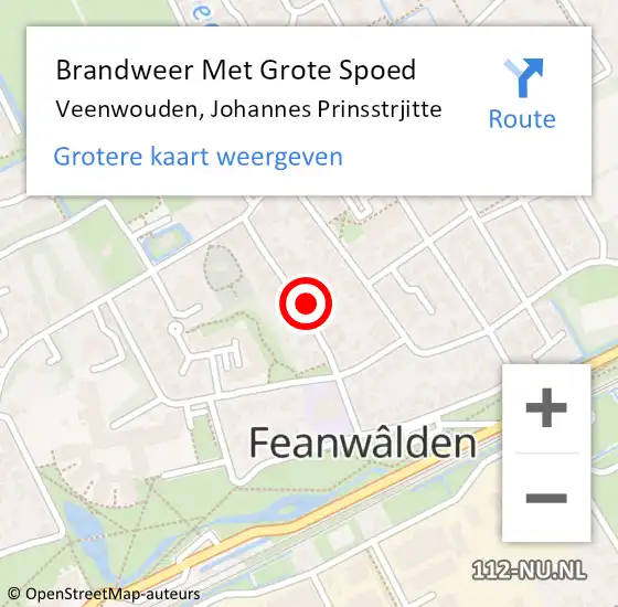 Locatie op kaart van de 112 melding: Brandweer Met Grote Spoed Naar Veenwouden, Johannes Prinsstrjitte op 4 oktober 2024 09:35