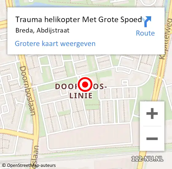 Locatie op kaart van de 112 melding: Trauma helikopter Met Grote Spoed Naar Breda, Abdijstraat op 4 oktober 2024 09:43