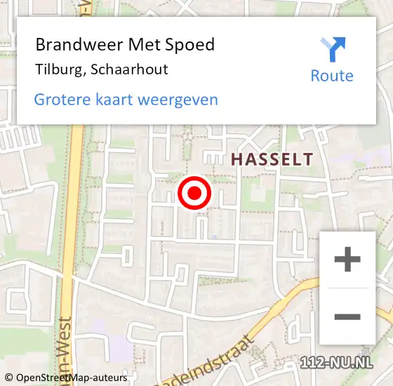 Locatie op kaart van de 112 melding: Brandweer Met Spoed Naar Tilburg, Schaarhout op 4 oktober 2024 09:55