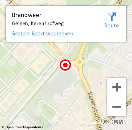 Locatie op kaart van de 112 melding: Brandweer Geleen, Kerenshofweg op 4 oktober 2024 09:57