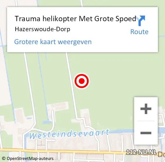 Locatie op kaart van de 112 melding: Trauma helikopter Met Grote Spoed Naar Hazerswoude-Dorp op 4 oktober 2024 10:13