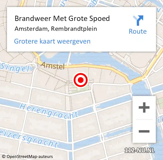 Locatie op kaart van de 112 melding: Brandweer Met Grote Spoed Naar Amsterdam, Rembrandtplein op 4 oktober 2024 10:44