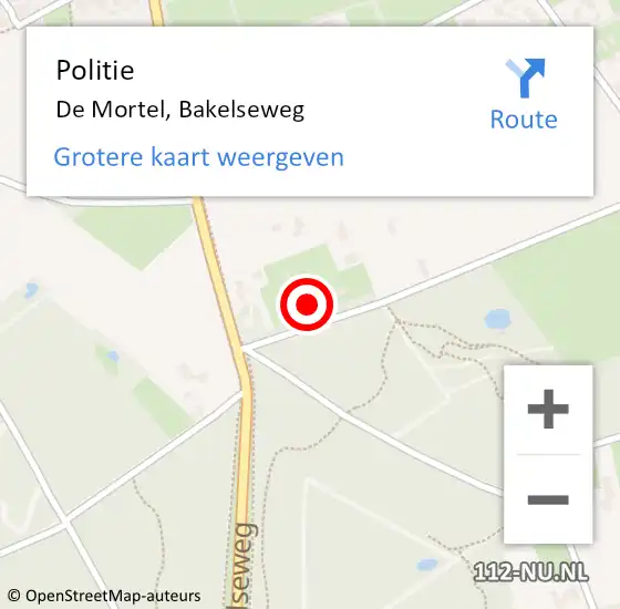 Locatie op kaart van de 112 melding: Politie De Mortel, Bakelseweg op 4 oktober 2024 10:47