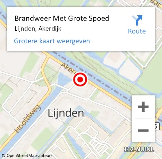 Locatie op kaart van de 112 melding: Brandweer Met Grote Spoed Naar Lijnden, Akerdijk op 4 oktober 2024 11:01