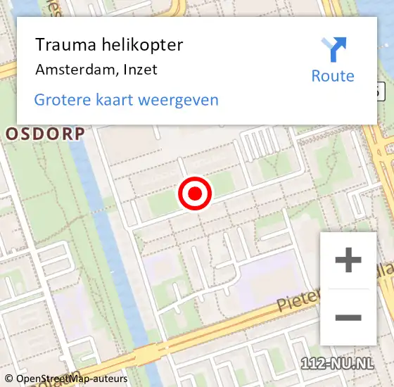 Locatie op kaart van de 112 melding: Trauma helikopter Amsterdam, Inzet op 4 oktober 2024 11:01