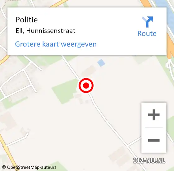 Locatie op kaart van de 112 melding: Politie Ell, Hunnissenstraat op 4 oktober 2024 11:15