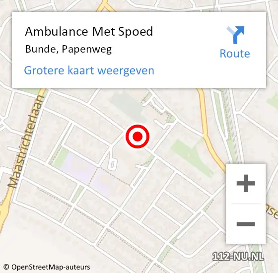 Locatie op kaart van de 112 melding: Ambulance Met Spoed Naar Bunde, Papenweg op 22 oktober 2014 09:35