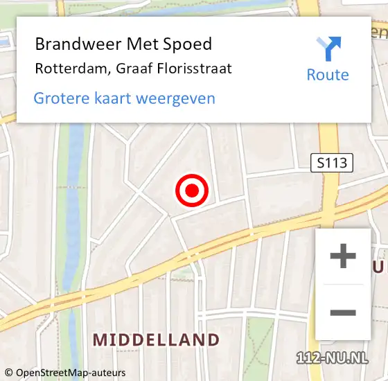 Locatie op kaart van de 112 melding: Brandweer Met Spoed Naar Rotterdam, Graaf Florisstraat op 4 oktober 2024 11:18