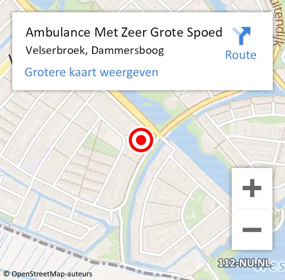 Locatie op kaart van de 112 melding: Ambulance Met Zeer Grote Spoed Naar Velserbroek, Dammersboog op 4 oktober 2024 11:26