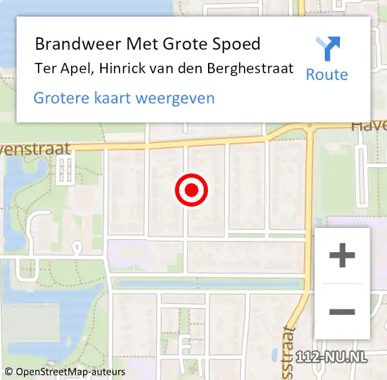 Locatie op kaart van de 112 melding: Brandweer Met Grote Spoed Naar Ter Apel, Hinrick van den Berghestraat op 4 oktober 2024 11:41