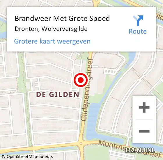 Locatie op kaart van de 112 melding: Brandweer Met Grote Spoed Naar Dronten, Wolverversgilde op 4 oktober 2024 11:48