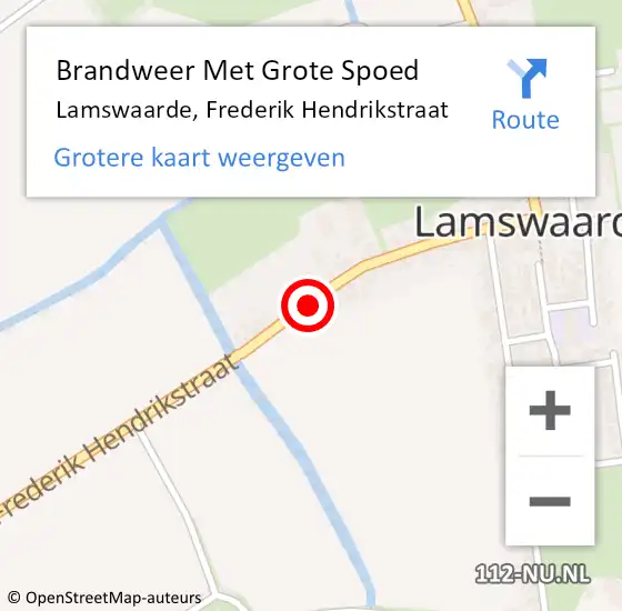 Locatie op kaart van de 112 melding: Brandweer Met Grote Spoed Naar Lamswaarde, Frederik Hendrikstraat op 4 oktober 2024 11:56