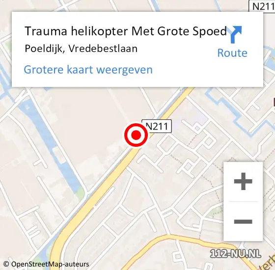 Locatie op kaart van de 112 melding: Trauma helikopter Met Grote Spoed Naar Poeldijk, Vredebestlaan op 4 oktober 2024 12:06