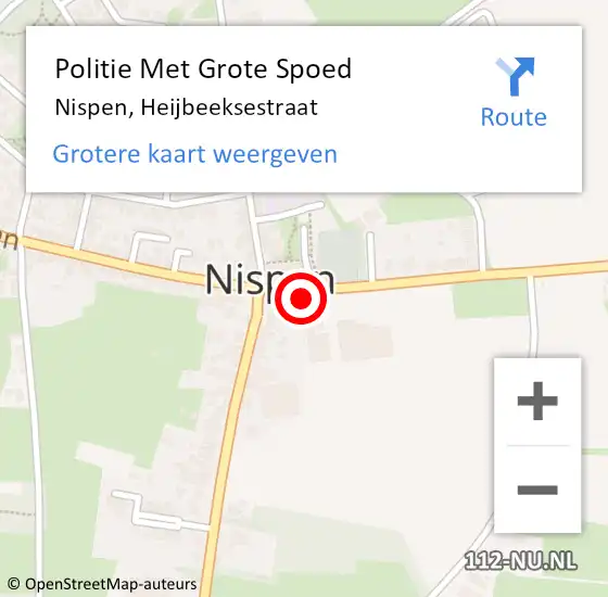 Locatie op kaart van de 112 melding: Politie Met Grote Spoed Naar Nispen, Heijbeeksestraat op 4 oktober 2024 12:10