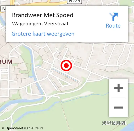 Locatie op kaart van de 112 melding: Brandweer Met Spoed Naar Wageningen, Veerstraat op 4 oktober 2024 12:16