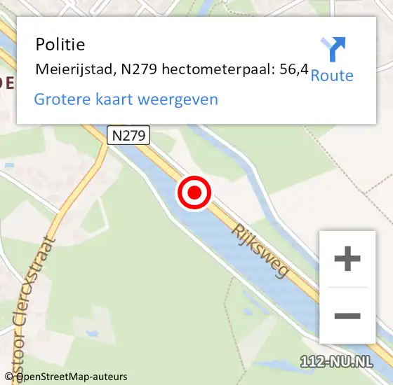 Locatie op kaart van de 112 melding: Politie Meierijstad, N279 hectometerpaal: 56,4 op 4 oktober 2024 12:18