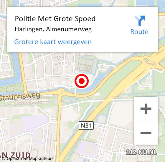 Locatie op kaart van de 112 melding: Politie Met Grote Spoed Naar Harlingen, Almenumerweg op 4 oktober 2024 12:20