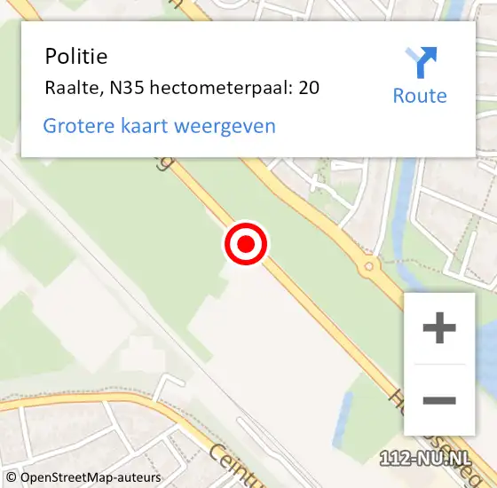 Locatie op kaart van de 112 melding: Politie Raalte, N35 hectometerpaal: 20 op 4 oktober 2024 12:20