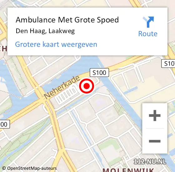 Locatie op kaart van de 112 melding: Ambulance Met Grote Spoed Naar Den Haag, Laakweg op 4 oktober 2024 12:21