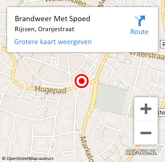 Locatie op kaart van de 112 melding: Brandweer Met Spoed Naar Rijssen, Oranjestraat op 4 oktober 2024 12:46