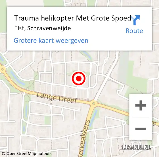 Locatie op kaart van de 112 melding: Trauma helikopter Met Grote Spoed Naar Elst, Schravenweijde op 4 oktober 2024 12:49