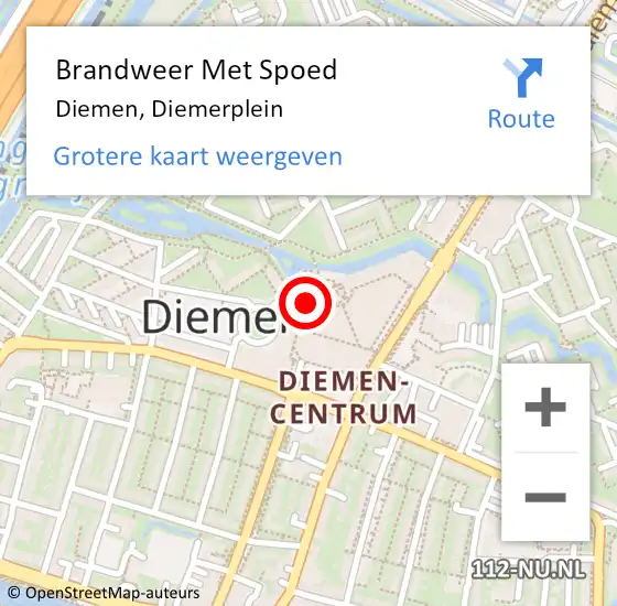 Locatie op kaart van de 112 melding: Brandweer Met Spoed Naar Diemen, Diemerplein op 4 oktober 2024 12:49