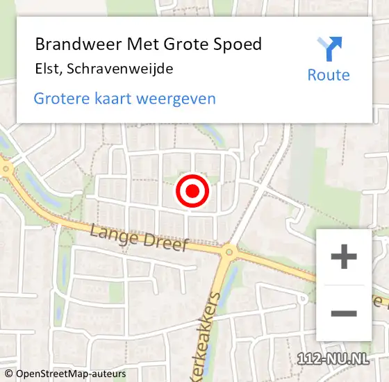 Locatie op kaart van de 112 melding: Brandweer Met Grote Spoed Naar Elst, Schravenweijde op 4 oktober 2024 12:52