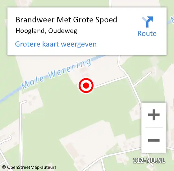 Locatie op kaart van de 112 melding: Brandweer Met Grote Spoed Naar Hoogland, Oudeweg op 4 oktober 2024 12:55