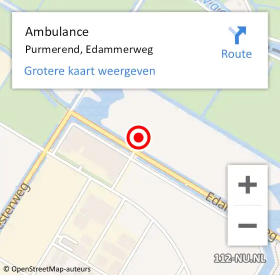 Locatie op kaart van de 112 melding: Ambulance Purmerend, Edammerweg op 4 oktober 2024 12:59