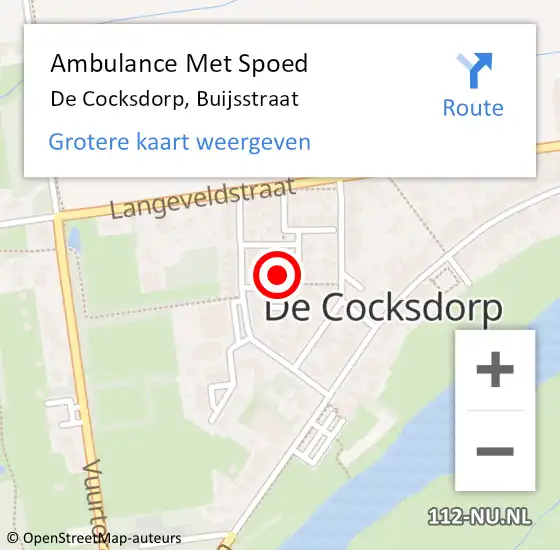 Locatie op kaart van de 112 melding: Ambulance Met Spoed Naar De Cocksdorp, Buijsstraat op 4 oktober 2024 13:02