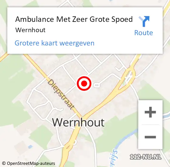 Locatie op kaart van de 112 melding: Ambulance Met Zeer Grote Spoed Naar Wernhout op 4 oktober 2024 13:02