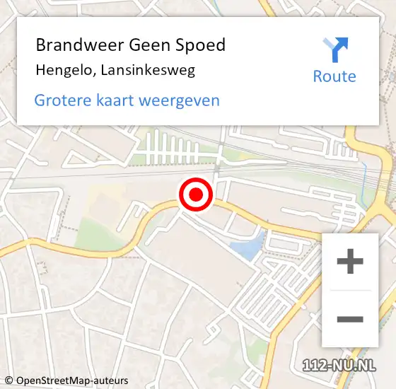 Locatie op kaart van de 112 melding: Brandweer Geen Spoed Naar Hengelo, Lansinkesweg op 4 oktober 2024 13:07