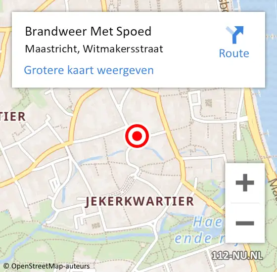 Locatie op kaart van de 112 melding: Brandweer Met Spoed Naar Maastricht, Witmakersstraat op 4 oktober 2024 13:22