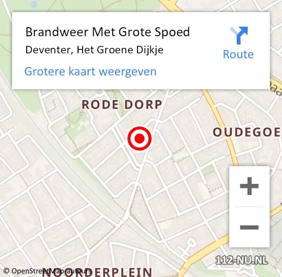 Locatie op kaart van de 112 melding: Brandweer Met Grote Spoed Naar Deventer, Het Groene Dijkje op 4 oktober 2024 13:23