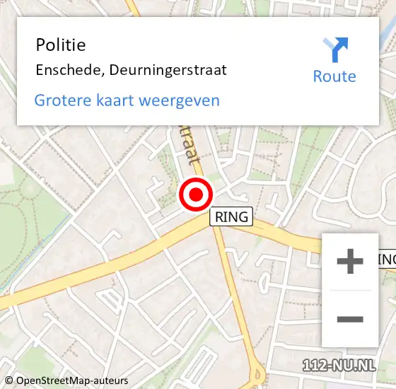 Locatie op kaart van de 112 melding: Politie Enschede, Deurningerstraat op 4 oktober 2024 13:28