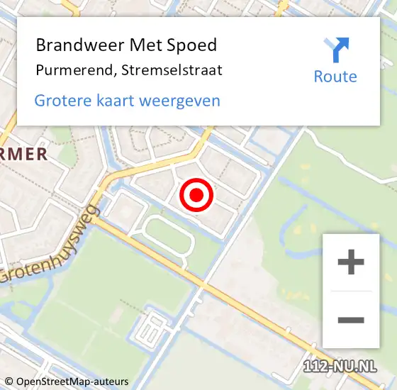 Locatie op kaart van de 112 melding: Brandweer Met Spoed Naar Purmerend, Stremselstraat op 4 oktober 2024 13:30