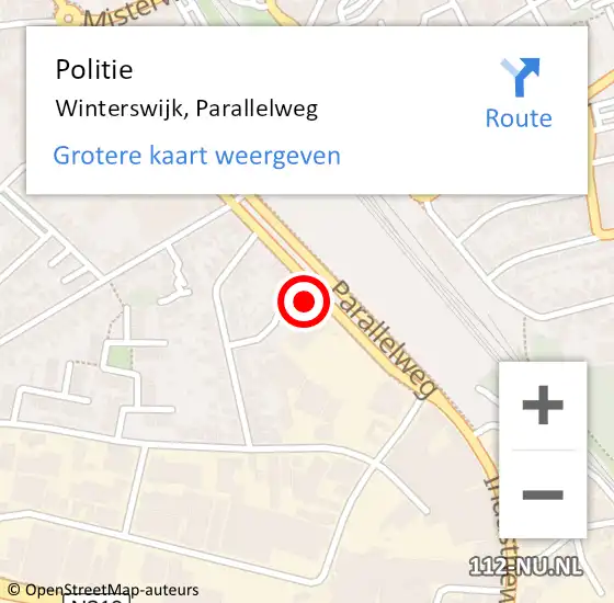 Locatie op kaart van de 112 melding: Politie Winterswijk, Parallelweg op 4 oktober 2024 13:33