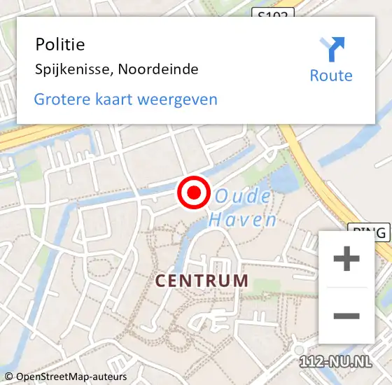 Locatie op kaart van de 112 melding: Politie Spijkenisse, Noordeinde op 4 oktober 2024 13:37