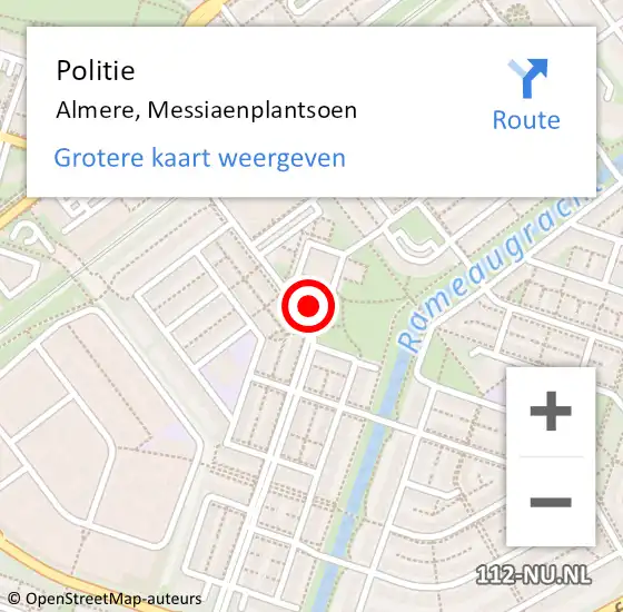 Locatie op kaart van de 112 melding: Politie Almere, Messiaenplantsoen op 4 oktober 2024 13:38