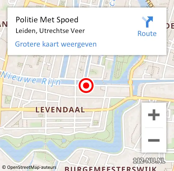 Locatie op kaart van de 112 melding: Politie Met Spoed Naar Leiden, Utrechtse Veer op 4 oktober 2024 13:46