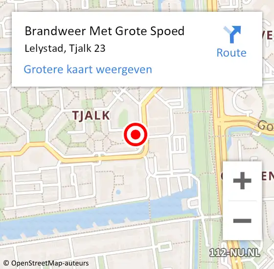 Locatie op kaart van de 112 melding: Brandweer Met Grote Spoed Naar Lelystad, Tjalk 23 op 4 oktober 2024 14:02