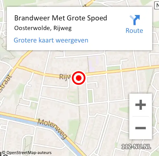 Locatie op kaart van de 112 melding: Brandweer Met Grote Spoed Naar Oosterwolde, Rijweg op 4 oktober 2024 14:11