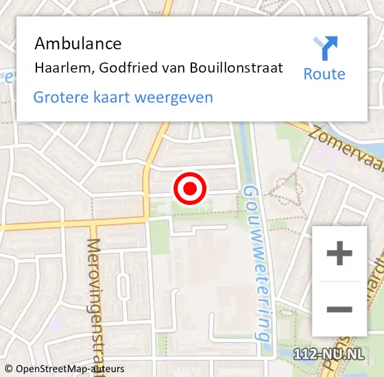 Locatie op kaart van de 112 melding: Ambulance Haarlem, Godfried van Bouillonstraat op 4 oktober 2024 14:14