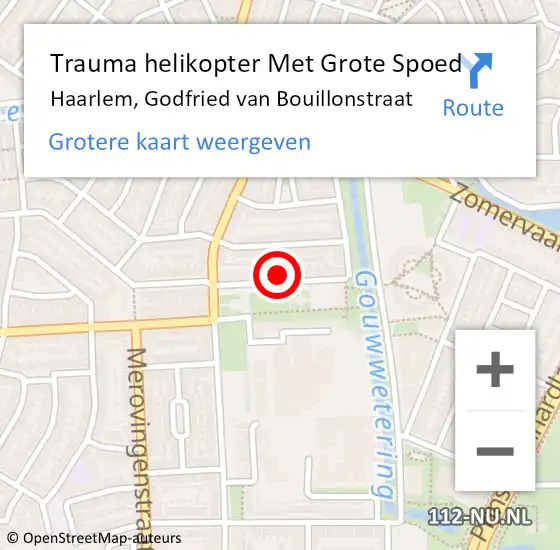 Locatie op kaart van de 112 melding: Trauma helikopter Met Grote Spoed Naar Haarlem, Godfried van Bouillonstraat op 4 oktober 2024 14:15